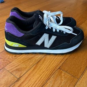 Girls New balance 515  black with purple and yellow accents